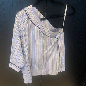 SMYTHE one shoulder striped blouse